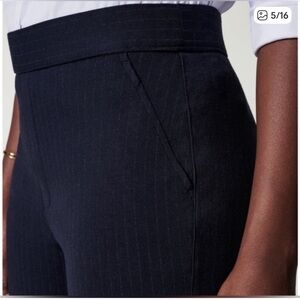 NWT SPANX Perfect Wide Leg in Navy Gray Pinstripe Ponte Pants Size XL